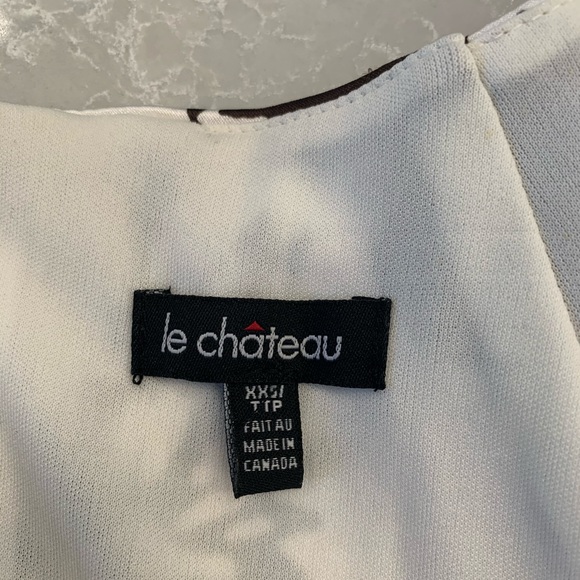 Le Chateau rouched  brown and cream floral dress - Picture 3 of 4